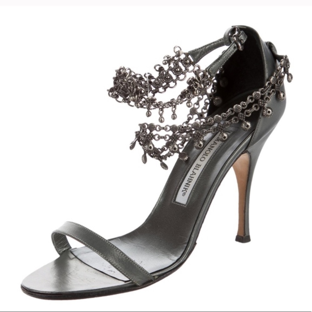 Manolo Blahnik 37.5 Hoursian Chain Link Sandals